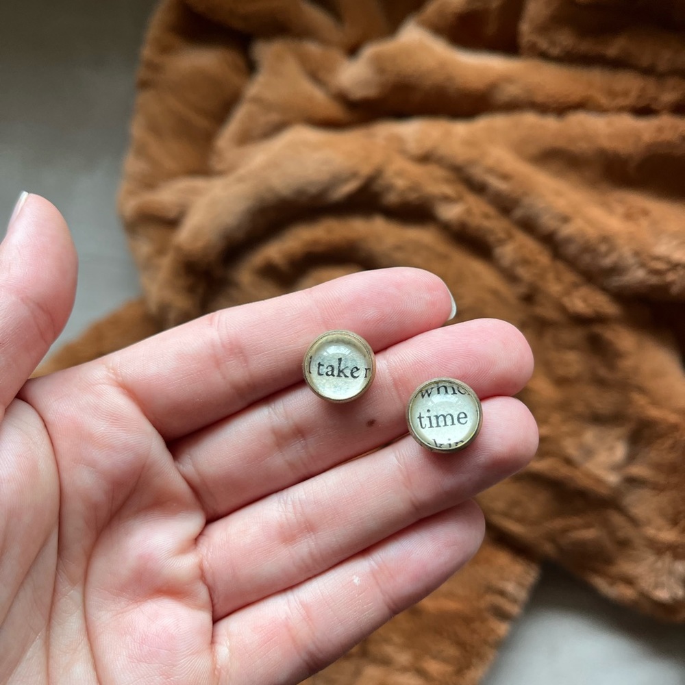 Take Time book clipping earrings